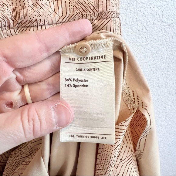 REI Co-op Sun Up Shirt Dress Midi Tan Geometric Active Travel Dress Medium - Picture 8 of 14